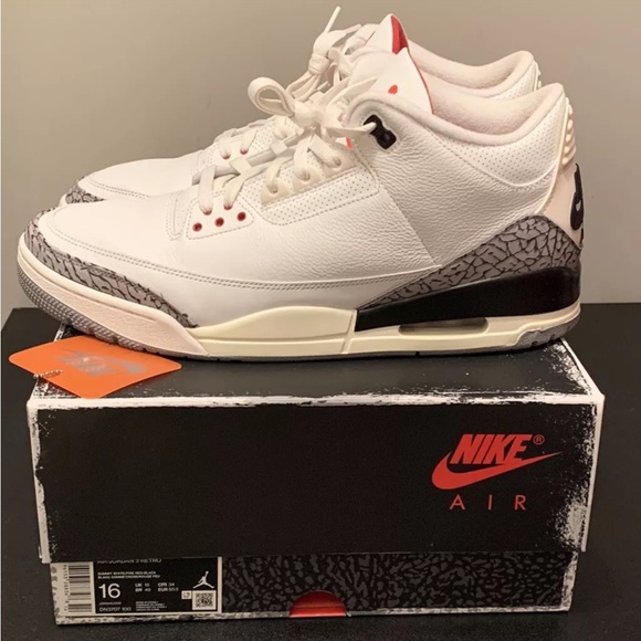 Air Jordan 3 Retro White Cement Black Reimagined Men’s Size 14 DN3707-100 - Picture 8 of 8